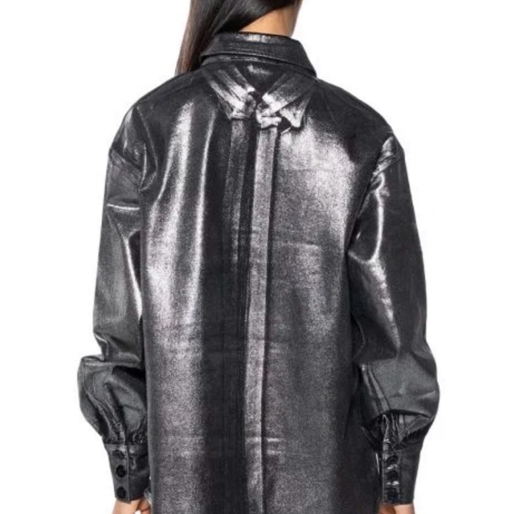 Metallic Black Shirt Dress - Picture 2 of 2